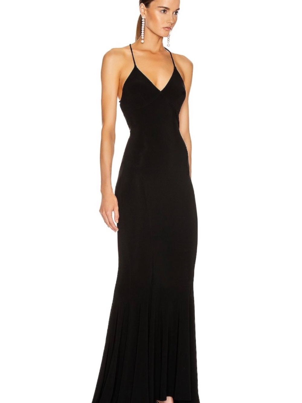 NWT Norma Kamali Black Slip Fishtail Midi Dress Size Small KK3293PL162001